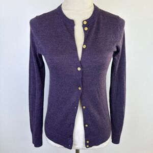 J.Crew Mercantile Purple Merino Wool Blend Button Front Womens Cardigan Sz Small